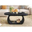 Table basse 39,3 po x 23,6 po avec plateau de 1,5 po d'épaisseur, table de bout irrégulière de style crème avec pieds incurvés, table d'appoint au design unique avec bord arrondi pour le salon, appartement-874116426