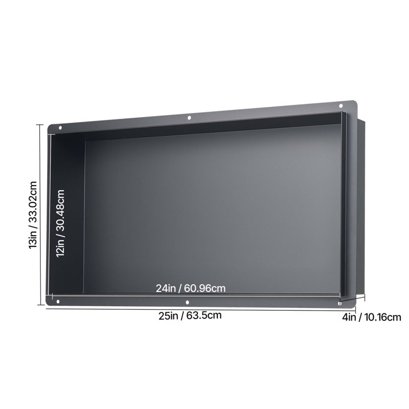 Tablette de douche encastrée sans cadre 13 po x 25 po x 4 po