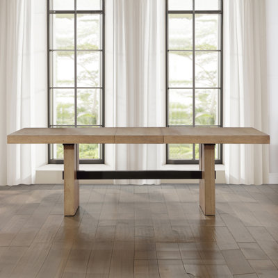 Rickye 78-96" Extendable Oak Trestle Wood Dining Table