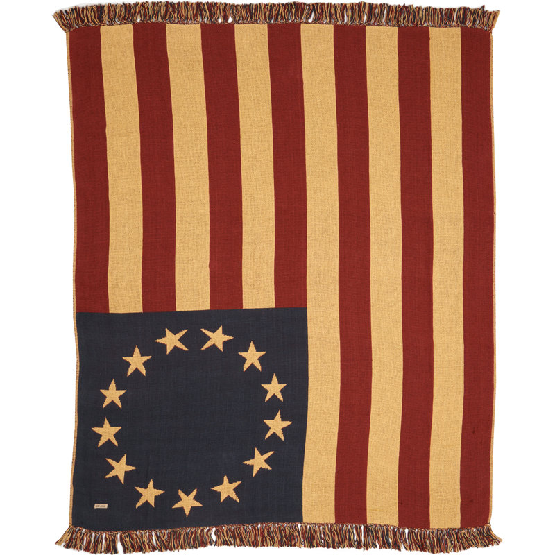 Patriotic Reversible Cotton Throw Blanket with Tassels