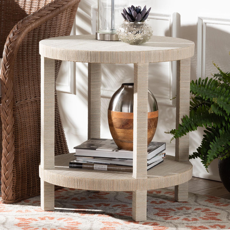 Chabelli Bohemian Woven Grasscloth End Table