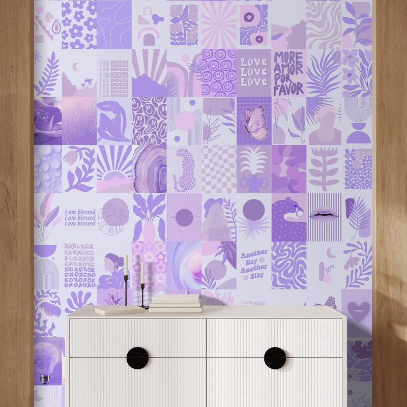 Papier peint à motif géométrique Mid-Century, L 72 po x l 72 po