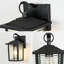11 po Applique murale d'extérieur 1 lumière sable noir avec abat-jour en verre transparent sable