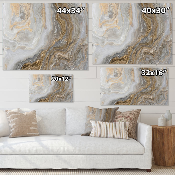 Etta Avenue™ White Marble With Curley Gray And Gold Veins On Canvas ...