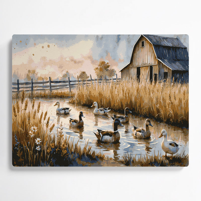 «Farm Ducks», art mural en métal beige, H 11 po x l 14 po