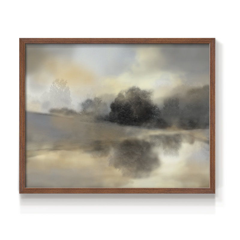 Misty Pond -Framed Print - Restickable, H 11 po x l 14 po, Noyer