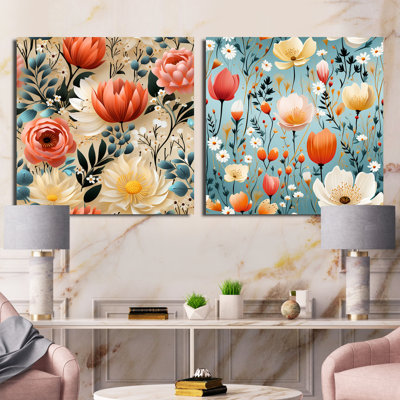Dysart - Ensemble de 2 collages carrés floraux