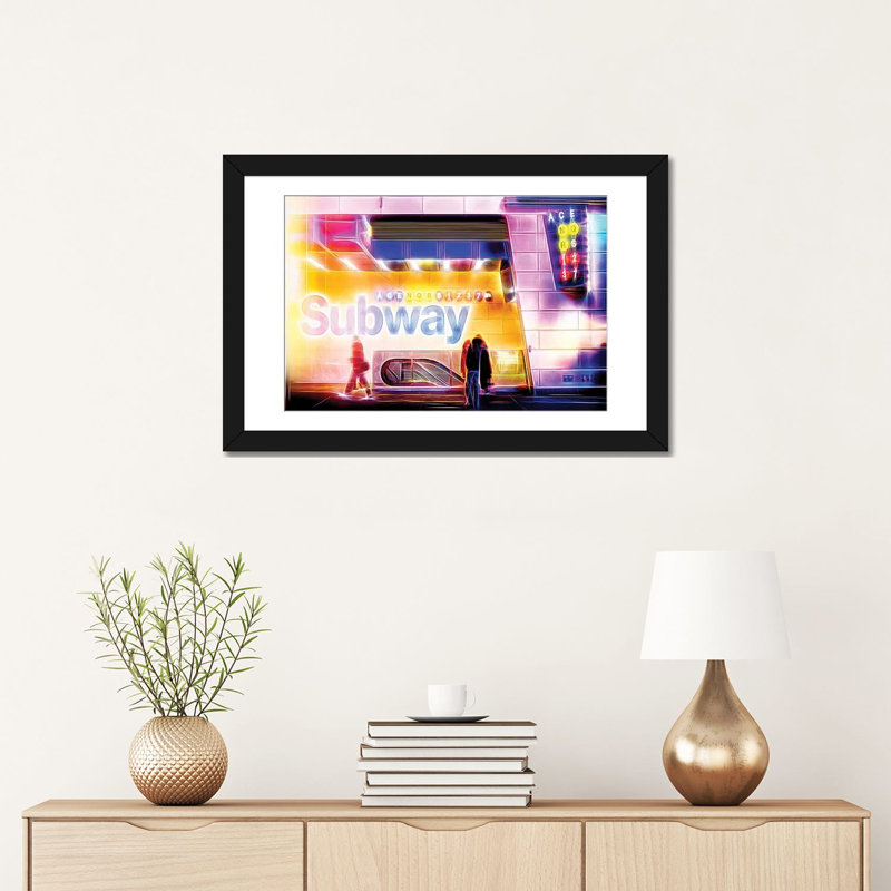 «Subway» par Philippe Hugonnard - Estampe numérique sur toile tendue avec châssis, Papier d'art encadré noir, Blanc