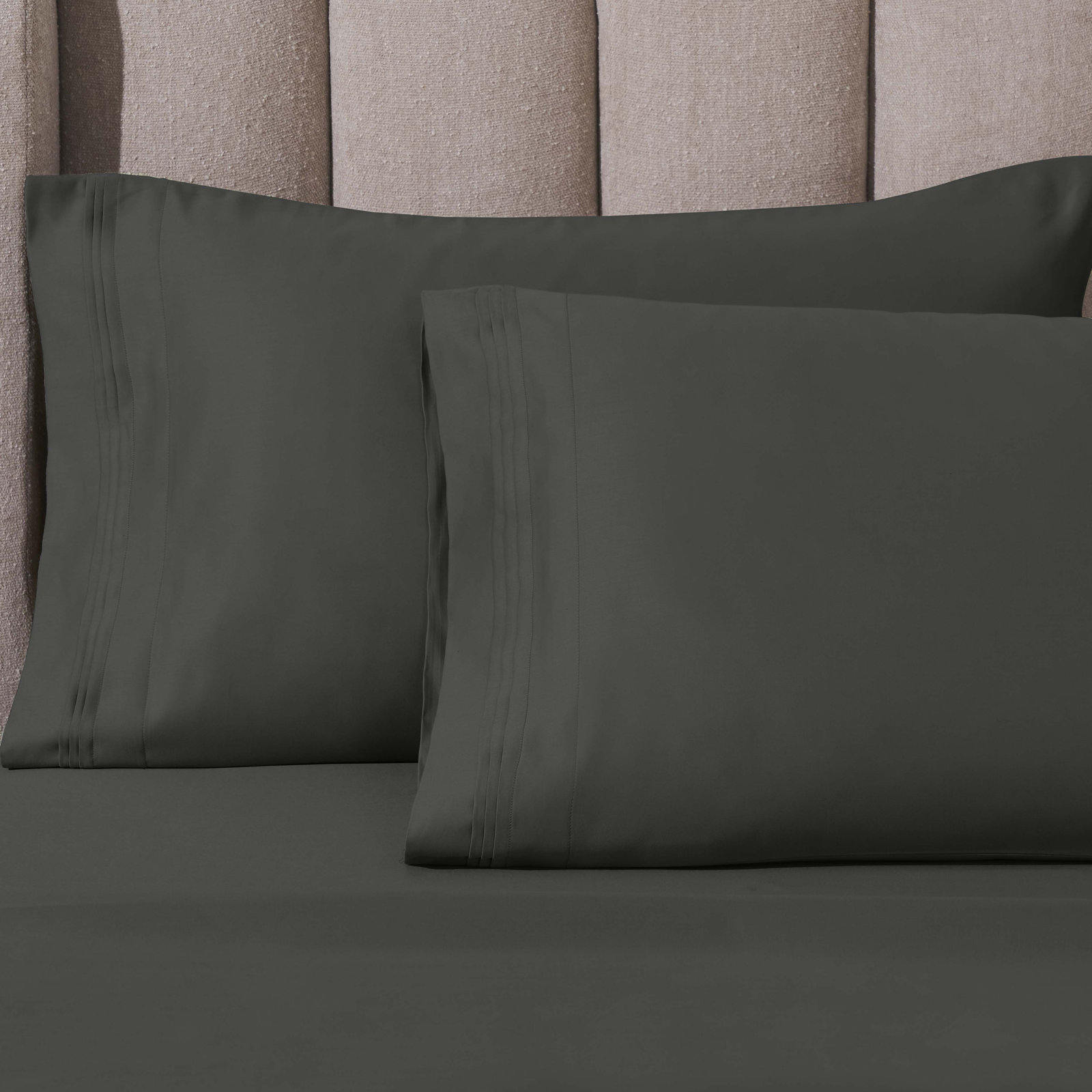 Arling Cotton Pillowcase, Standard Pillowcase, Gray