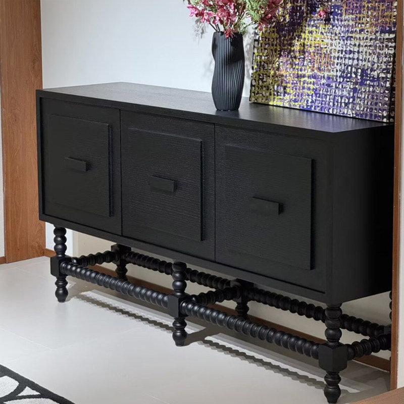 Armoire d'entrée moderne et minimaliste noire, H 35,43 po x l 70,86 po x P 15,75 po