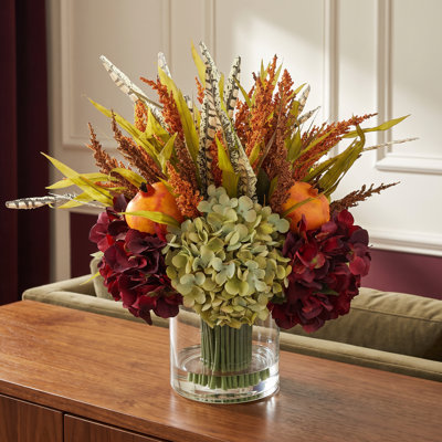 Dellwood Fall Arrangement with Hydrangeas and Thistle