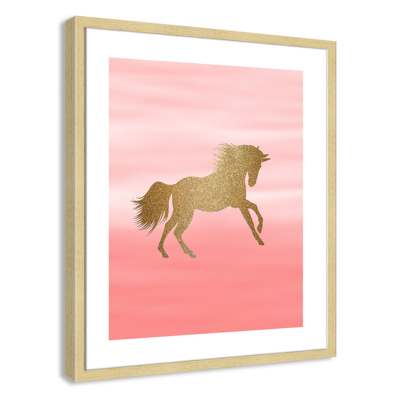 Art encadré ombré rose 1 ', H 24,5 po x l 20,5 po x P 1,18 po, Encadré de boîte champagne