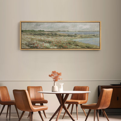 Wildflower Paierie By The Lake Extra Large Framed Wall Art Oversized Canvas Print