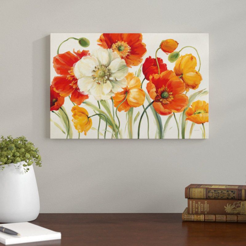 «Poppies Melody I» par Lisa Audit - impression sur toile tendue, H 12 po x l 18 po x P 1,5 po, Toile tendue, Sans cadre