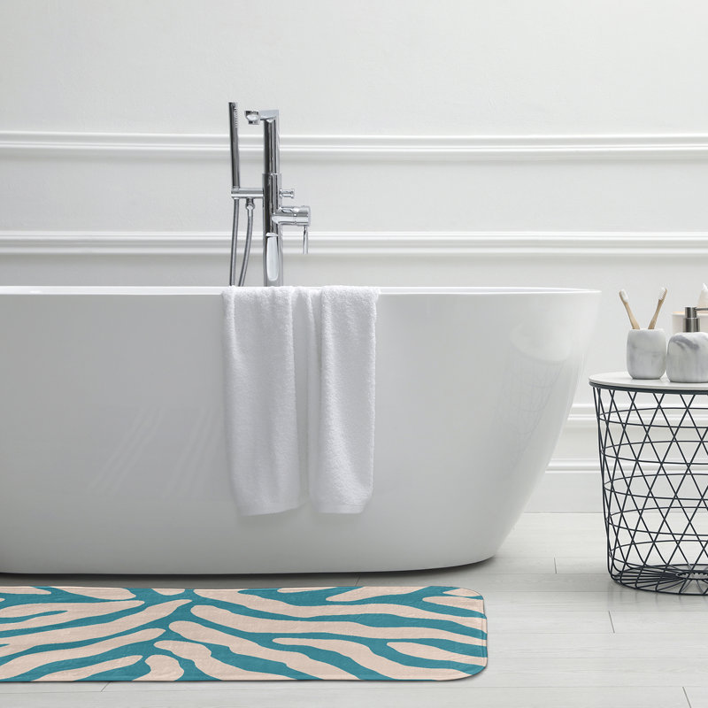 Tapis de bain Flora and Fauna, Bleu sarcelle, L 21 po x L 34 po