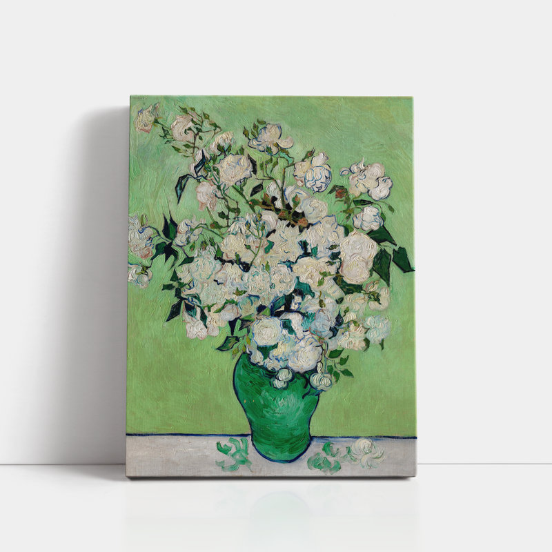 Vase With Pink Roses by Vincent Van Gogh - Wrapped Canvas Print, 61cm H x 45.7cm W x 3.8cm D