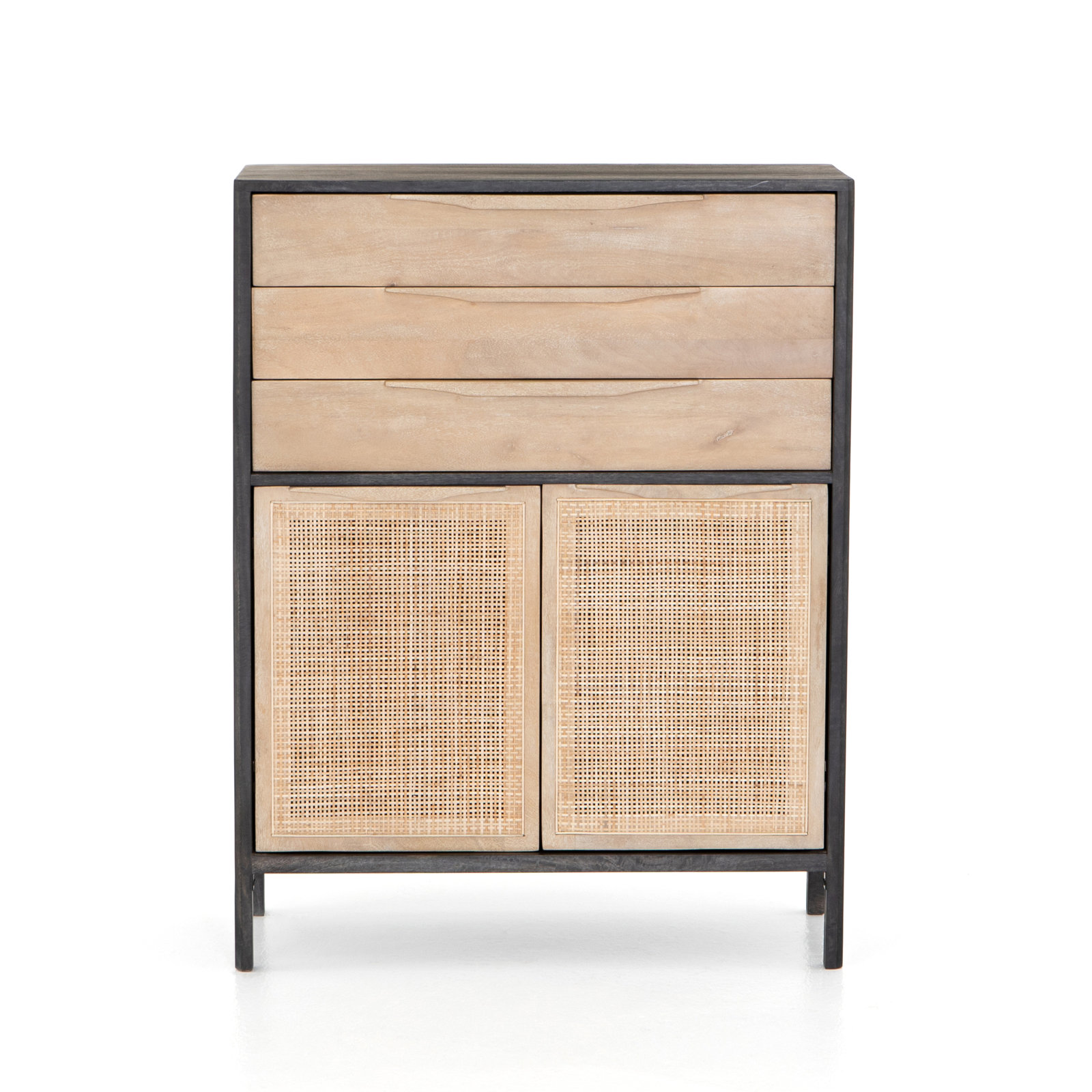 Nellie 33.5" Cane Dresser, Black/Natural