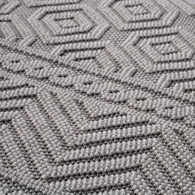 Tapis d'intérieur / extérieur géométrique tissé et tissé à la main 4 x 6 - Teinture