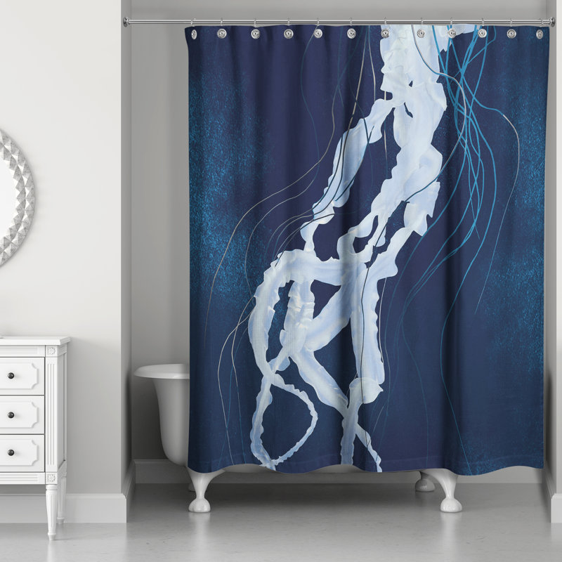 Rideau de douche simple jellyfish tentacules Pruneda