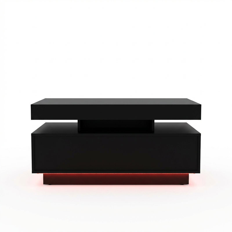 Frame Coffee Table with Storage, Black
