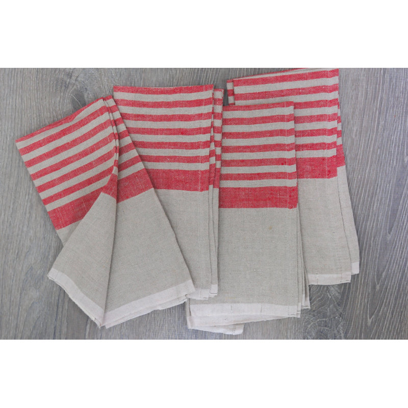 Brittany Square Napkin, Natural/Red