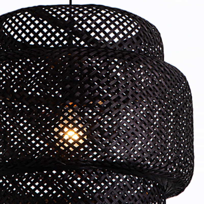 Luminaire suspendu géométrique à 1 lumière Keaney, Noir, H 19,68 po x l 19,68 po x P 19,68 po