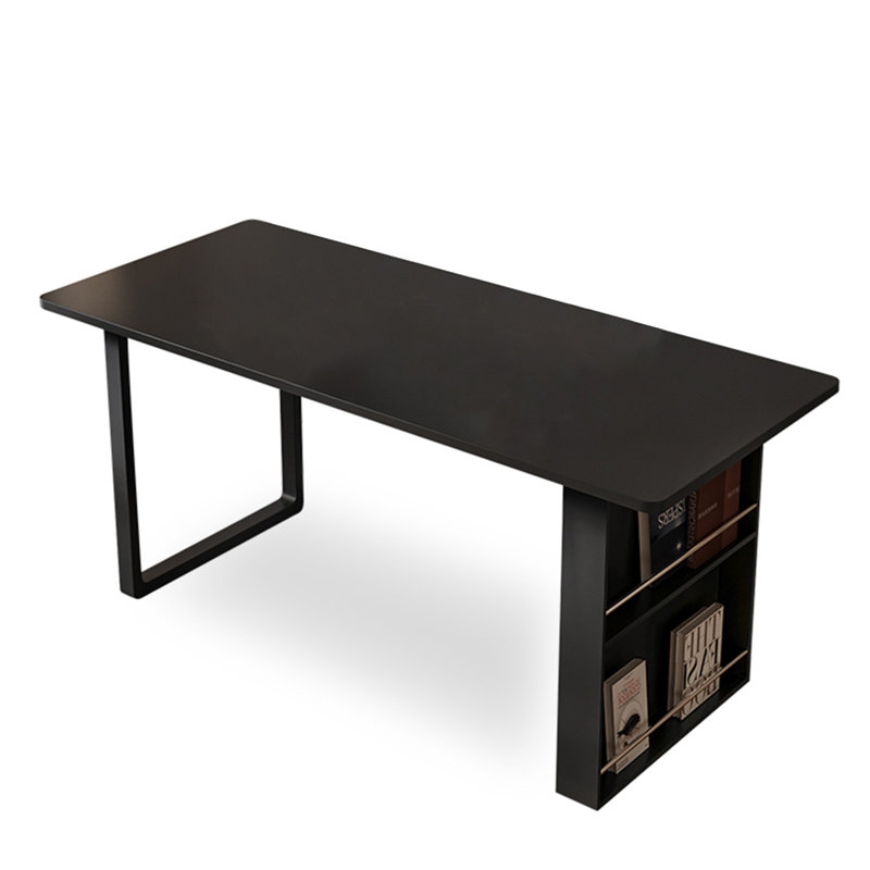 Bureau de luxe moderne avec plateau en pierre frittée, 29.53" H x 51.18" W x 23.62" D, Noir