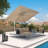 Rossanna White Pole 9' x 11' Rectangular Economical Large Cantilever Umbrella with White Base-850778814