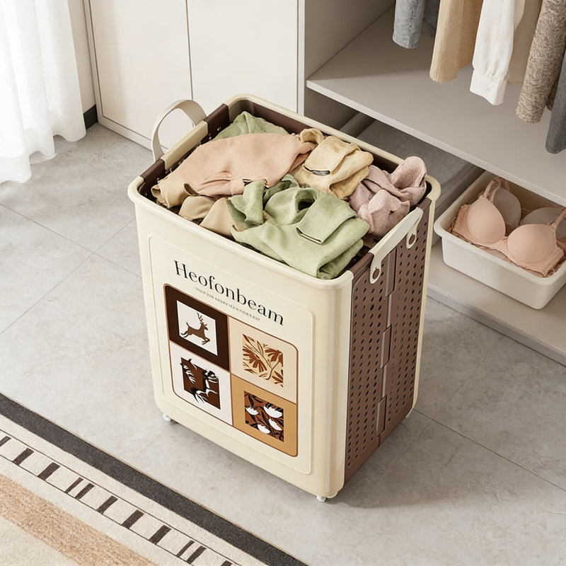 Foldable Laundry Hamper With Wheels For Home Use, Large Collapsible Storage Basket For Clothes, Toys, And Bathroom Organization