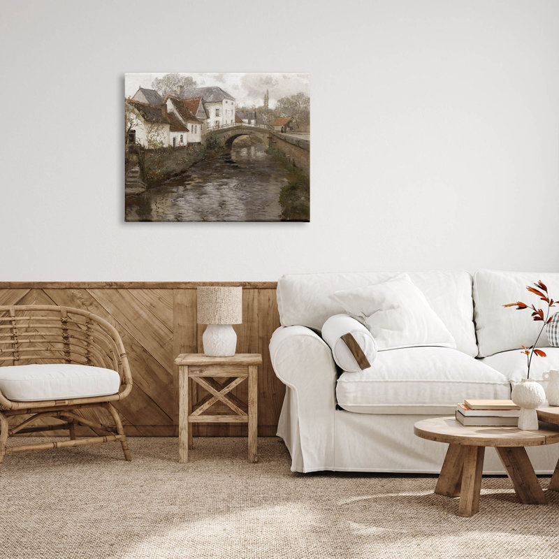 Art classique de giclée de paysage de quartier classique par lettrage et doublure, H 30 po x l 40 po x P 1,5 po, Toile tendue