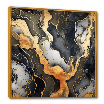 Or et marbre gris scintillant Galaxies II - art mural fractal