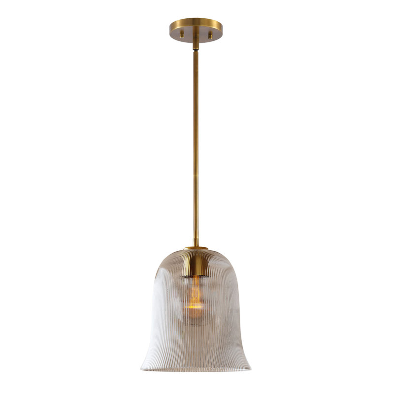 Luminaire suspendu moderne en forme de cloche à 1 lumière en métal et verre pour îlot de cuisine., Or brossé