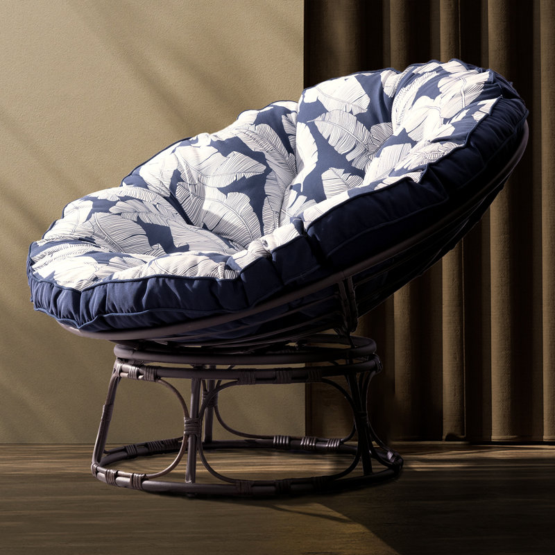 Maysen Swivel Wicker Outdoor Lounge Chair, Blue