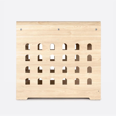 Meuble de cage moderne pour chien avec station de charge, chenil moyen d'intérieur avec porte escamotable en acrylique dissimulée pour les petites et moyennes races, cage de bout en bois pour animal de compagnie, chêne
