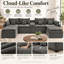 Canapé d'angle modulaire en forme de U Consolara 143,8 po, canapé surdimensionné 6 places en chenille effet nuage avec console centrale de rangement, porte-gobelets, ports de chargement USB, poches latérales et 2 poufs amovibles-1728874270