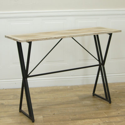 Metal 44 in. Black Geometric Side Table