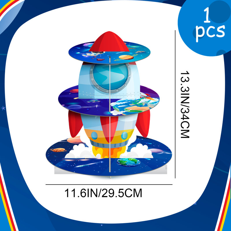 Space Cupcake Stand, 3 Tiers Space Theme Cupcake Stand