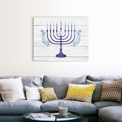 «Hanukkah Menorah on Barnwood» par Victoria Borges - reproduction d'art sur toile