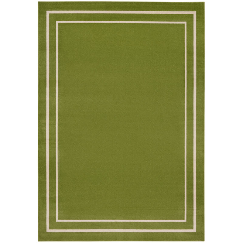 Carbie Abstract Machine Woven Chenille Indoor/Outdoor Area Rug in Green, Rectangle 8' x 10'