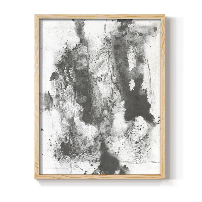 Graphite abstrait III, reproduction encadrée - bois massif, H 30 po x l 24 po