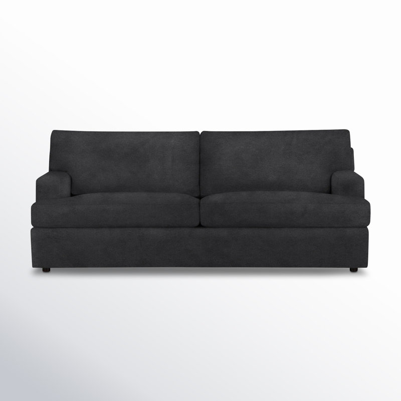 Cleo 84" Upholstered Custom Sofa, Bella Gunmetal Performance Velvet