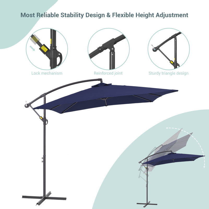 Parasol en porte-à-faux 8,2 x 8,2 pi, Bleu marine