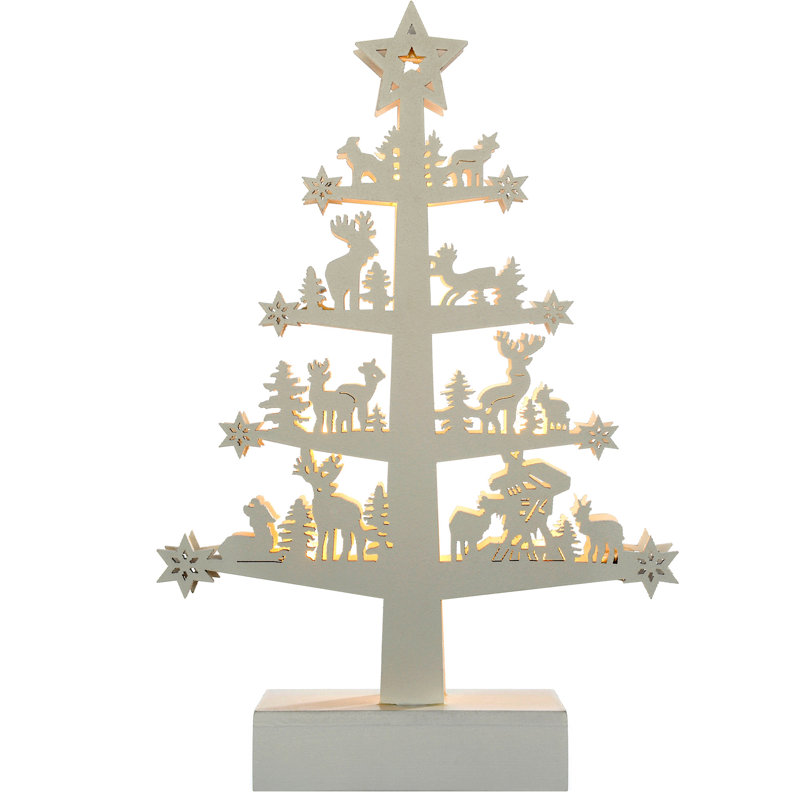 25.5cm Wood Animals Lighted Holiday Shaped Ornament