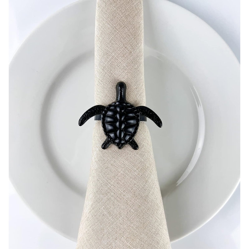 Rond de serviette en métal, Noir