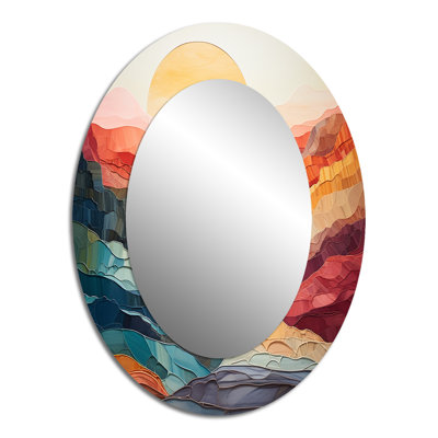 Pastel Bold Sunset Landscape II - Traditional Oval Wall Mirror