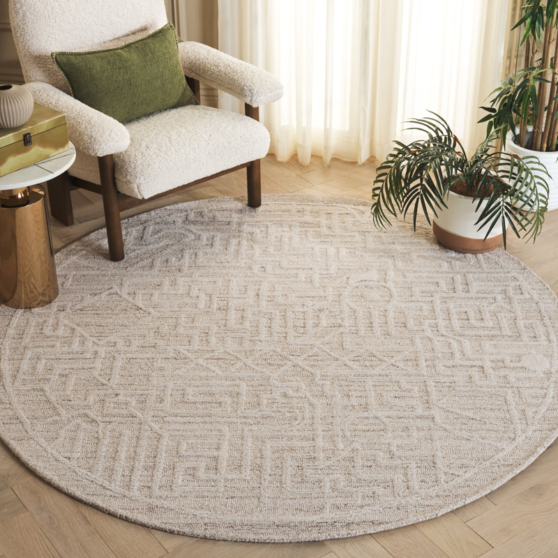 Lanny Hand Tufted Wool Pile Southwestern Rug, Round 6'