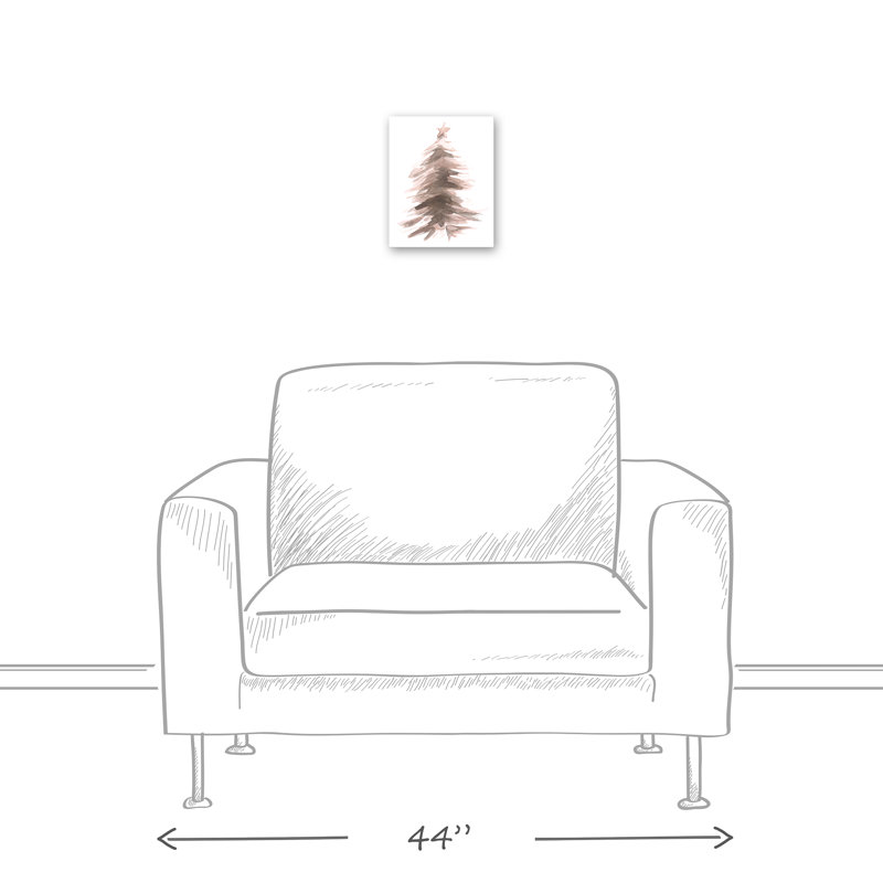 Art sur toile, arbre de Noël sépia, Toile tendue, H 10 po x l 8 po x P 1,25 po