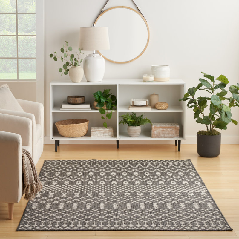 Tapis intérieur / extérieur Robbs, Charbon / Gris, Rectangulaire 7 pi x 10 pi