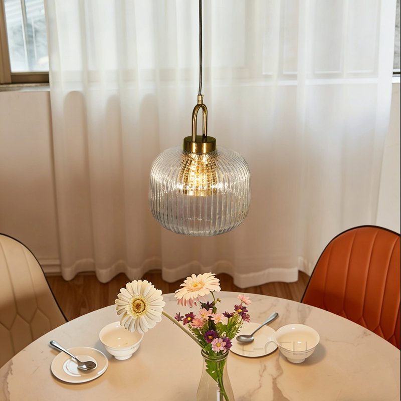 Luminaire suspendu moderne en verre minimaliste, tête simple avec ampoule chaude