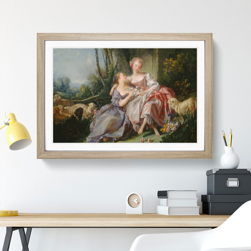 The Love Letter by Francois Boucher - Picture Frame Painting, Oak Framed, 36cm H x 48cm W x 2cm D